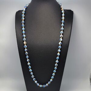 Murano Moretti Millefiori Venetian Glass Bead Necklace 26" EUC Antique Italian